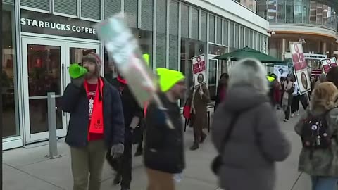 Starbucks union workers strike on Red Cup Day