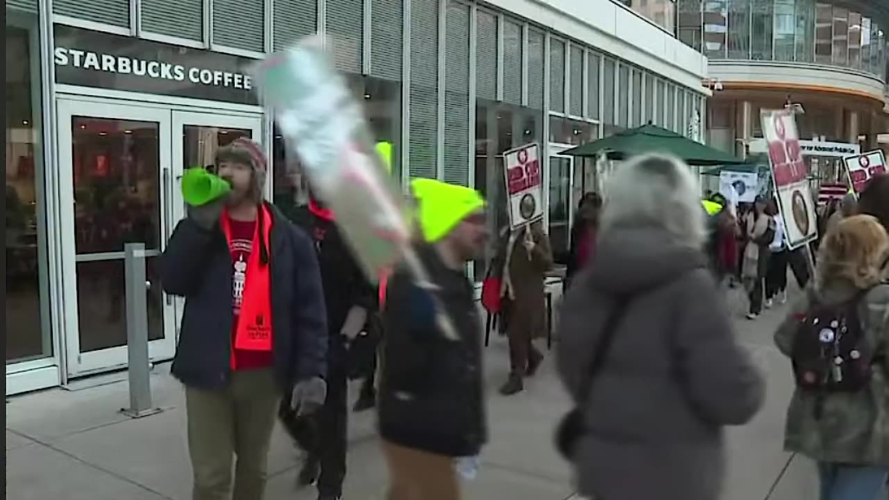 Starbucks union workers strike on Red Cup Day