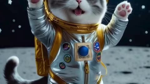 Cute Cats Dance on the Moon