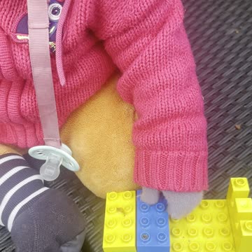 Baby Kayla Plays Duplo Outside on a Cold Day ❄️🧱