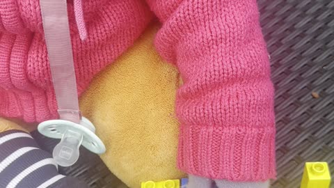 Baby Kayla Plays Duplo Outside on a Cold Day ❄️🧱