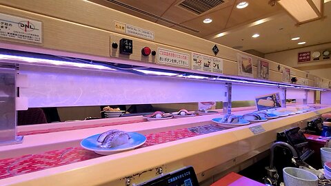 Conveyor-belt sushi, Yokohama, Japan