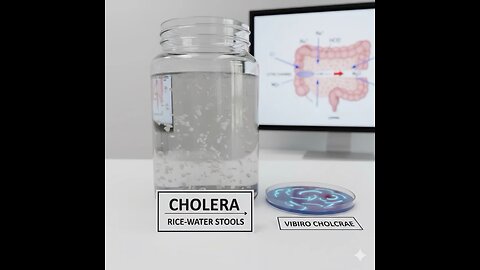 Cholera → Rice-water stools