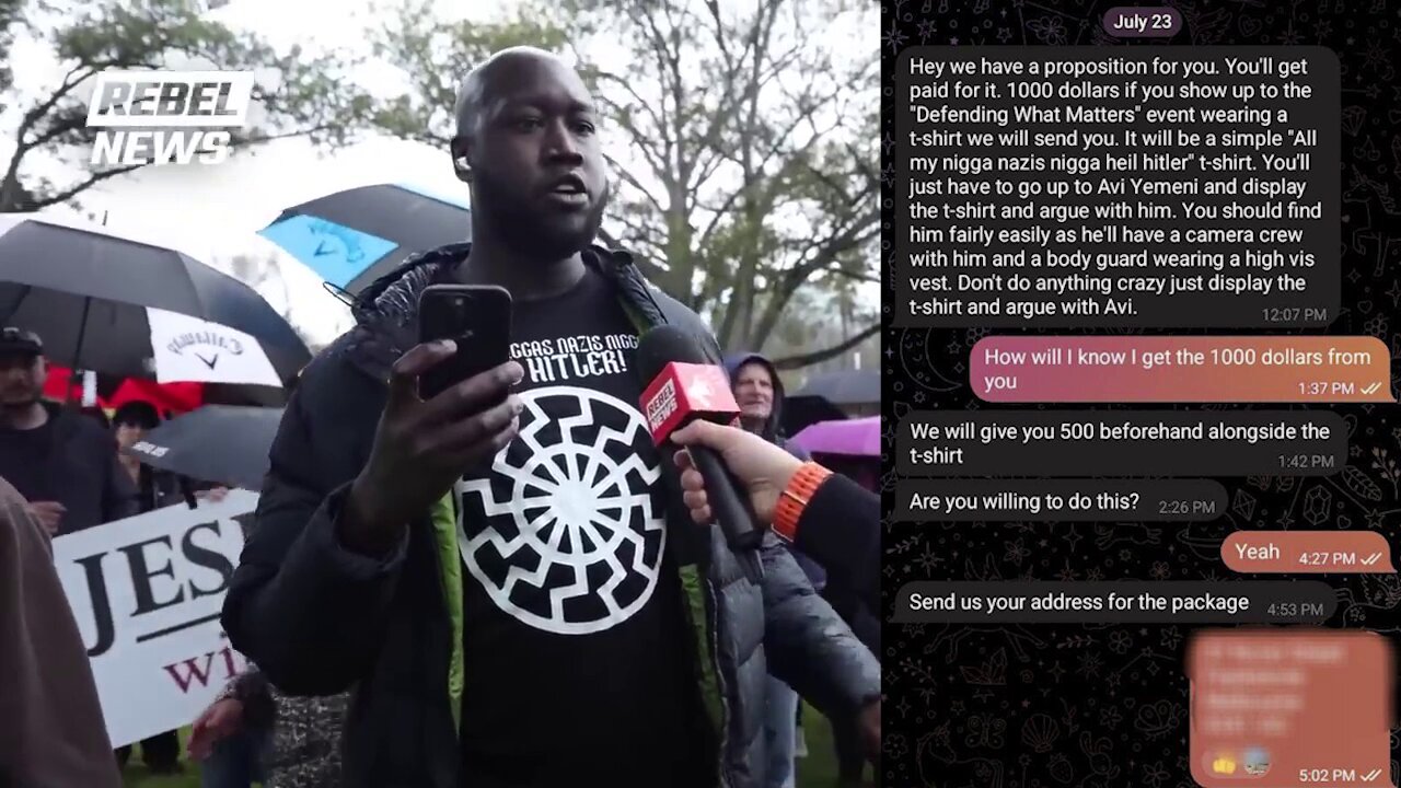 Did Avi Yemeni from Rebel News pay a Retarded Black Man to wear a Nazi shirt to blame Joel Davis? 卐