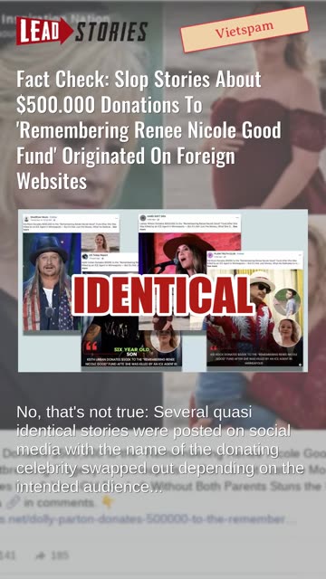 Fact Check: Slop Stories About $500.000 Donations To 'Remembering Renee Nicole Good Fund' Are Fake