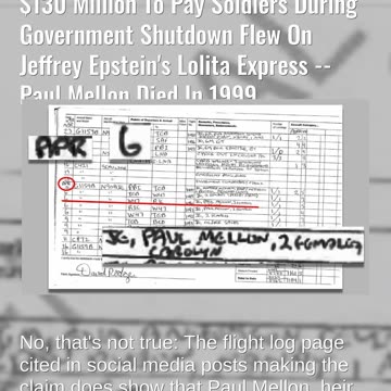 Fact Check: Logs Do NOT Show Man Who Gave $130M For Soldiers During Shutdown Flew On Epstein Plane