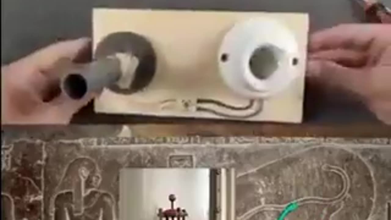 A small scale replica of a free energy creation device.