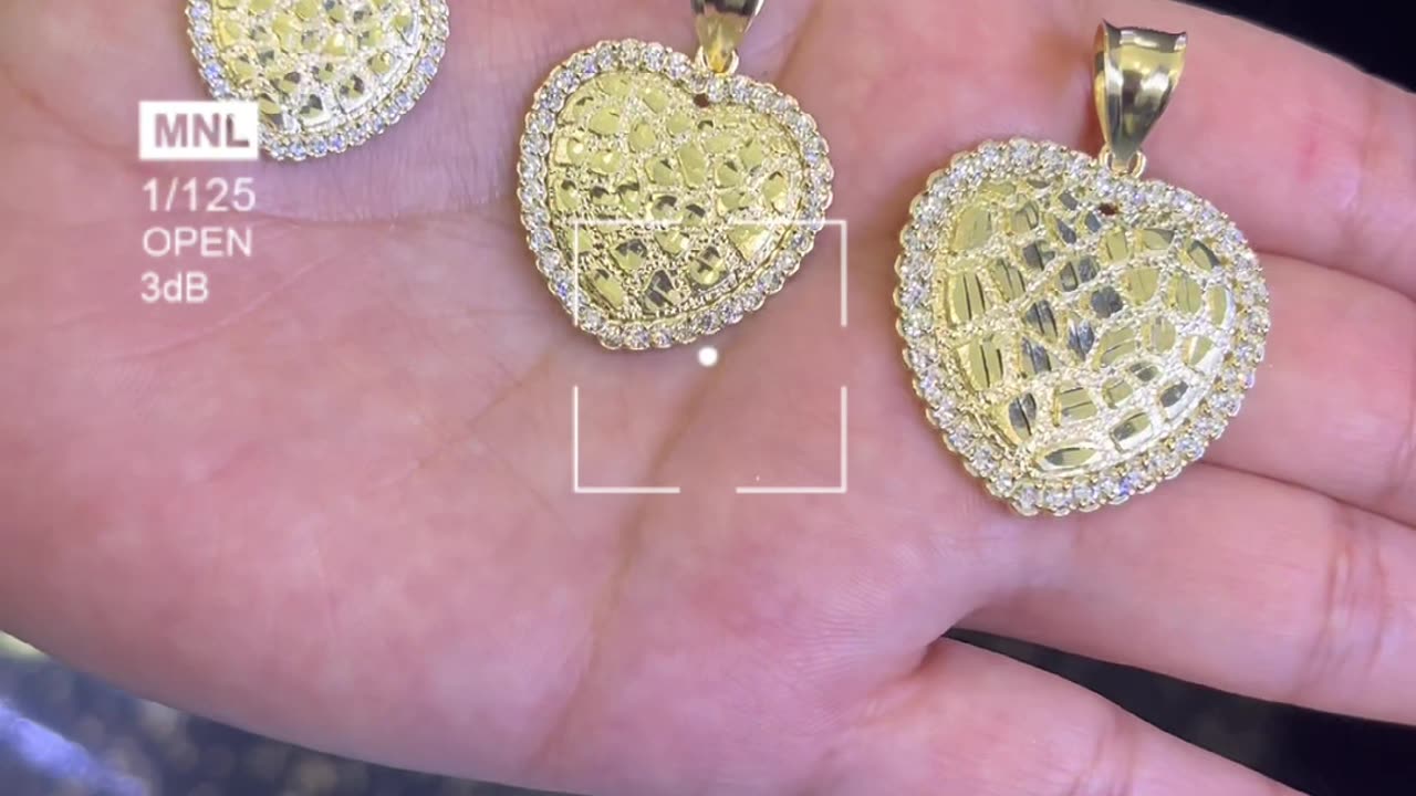 Real 10K Gold Nugget Heart Pendants