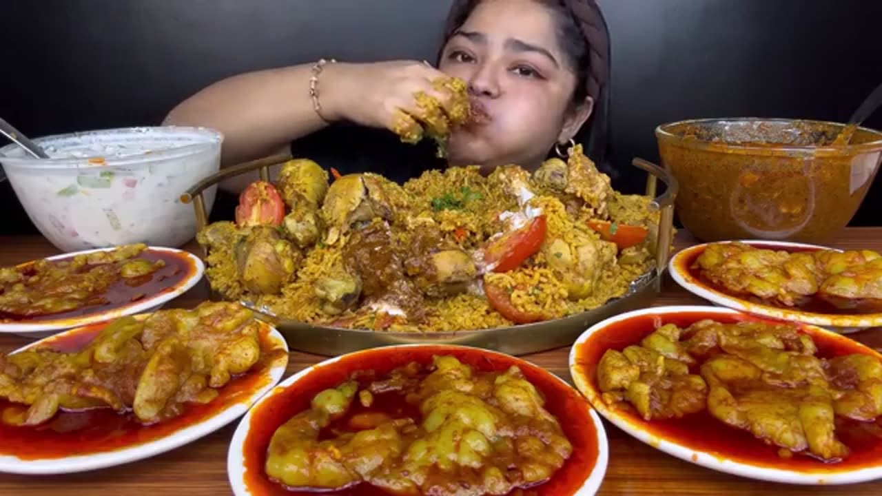 Spicy mutton fat curry and chicken leg piece Pulao with spicy chicken kosha food video a