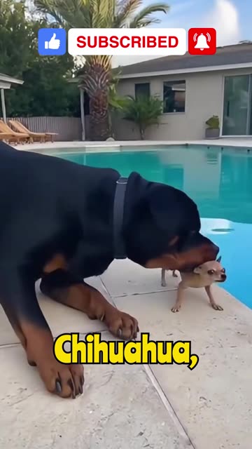 Rottweiler Tosses Chihuahua Into Pool! #ai #viral #dog #dogs