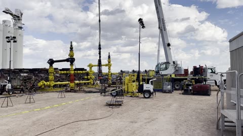 Preparing to frac some wells in the field