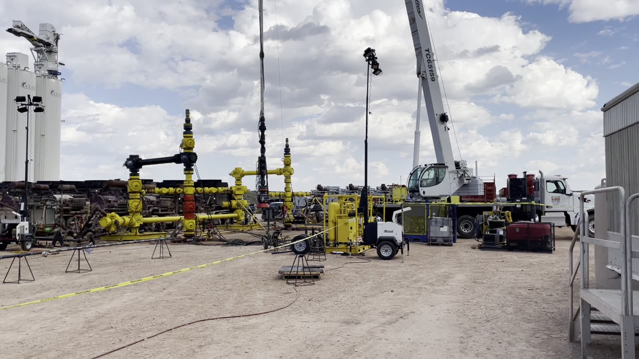 Preparing to frac some wells in the field