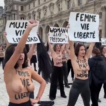Protest in Paris. Idk what theyre saying but I see some booobays