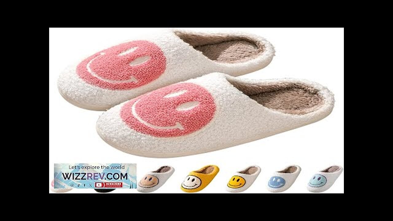 Smile Face Slippers for Women Soft Plush Smile Slippers Retro Preppy Slippers Review