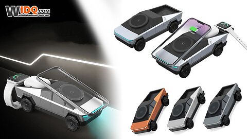 🚙 Cyber Style Truck Design 3-in-1 Wireless Charger | Magnetic Fast Charge + RGB Glow ⚡