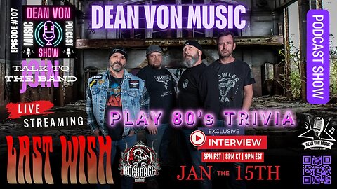 S10|E106 'EMPERORS & ANGELS' LIVE INTERVIEW AND PODCAST ONLY ON THE DEAN VON MUSIC PODCAST SHOW!