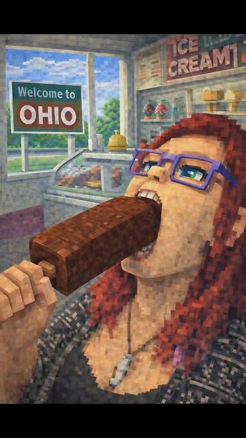 Mormon eating ice cream in Minecraft