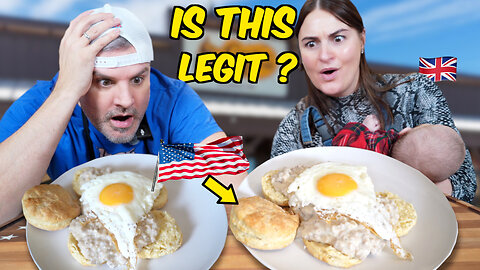 Americans Be Honest... Biscuits & Gravy ... In an Air fryer ?! (Brits Try)