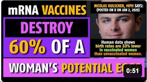 mRNA vaccines destroy 60% of a woman's potential eggs, notes Nicholas Hulscher, MPH