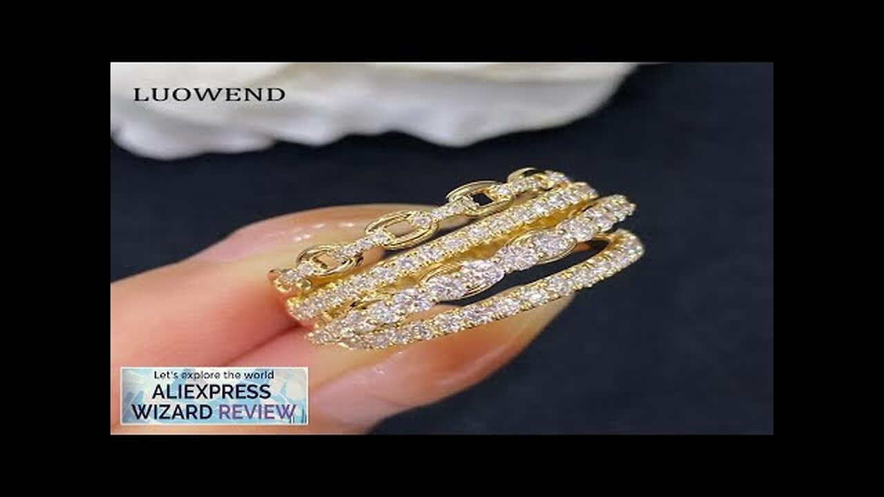 LUOWEND 18K Yellow Gold Rings Shiny Real Natural Diamond Fashion O- Intertwine Review