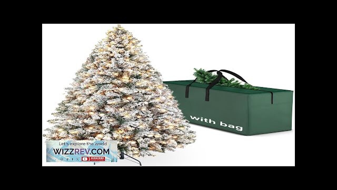 YOOVEE Snow Flocked Christmas Tree Artificial Christmas Tree with Warm White Lights Review