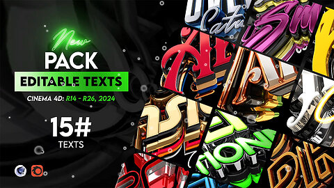 Pack #12 Of Editable Text Cinema 4D R14 - R25, 2024 | No Plugins