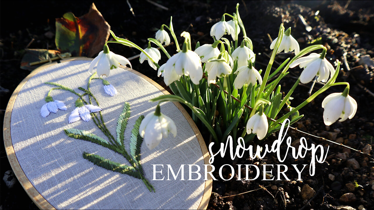 How to stitch snowdrops. Easy hand embroidery for beginners, inspired by the English countryside