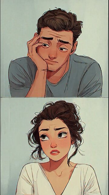 Sad couple after breakup