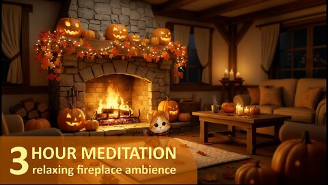 3 Hours Of Relaxing Fireplace Ambience | Rest And Chill With Ginger | Stress-Relief | Meditation