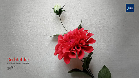 Easy steps to make beautiful Red dahlia flower | Crepe paper flower | DIY | Step by step