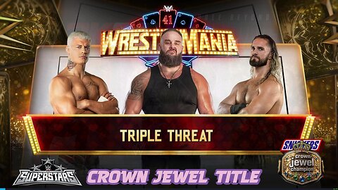 WWE 2k25 Cody Rhodes vs Braun Strowman vs Seth Rollins CrownJewelTitle