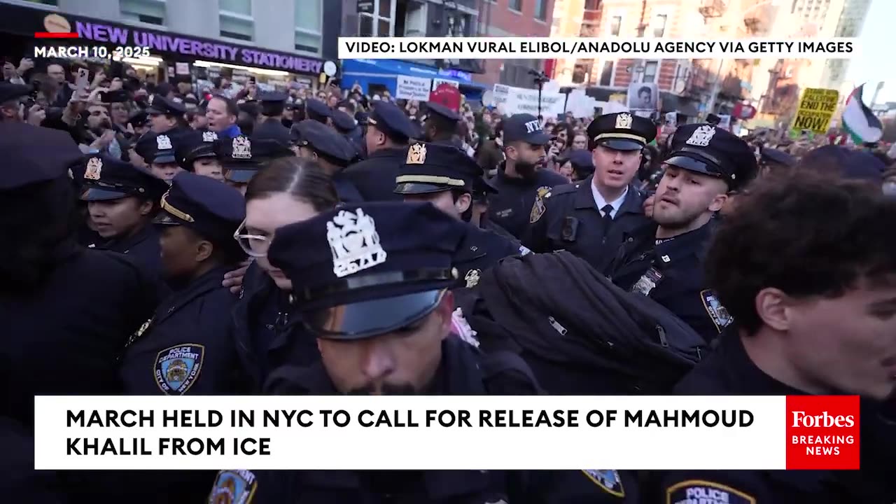 Arrests Made By NYPD At NYC Demonstration For Mahmoud Khalil, Activist Detained By ICE