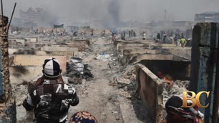 Huge fire at Ghanaian clothing market destroys hundreds of market stalls