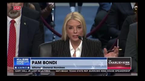 BONDI was asked about Q Anon and Patel statements