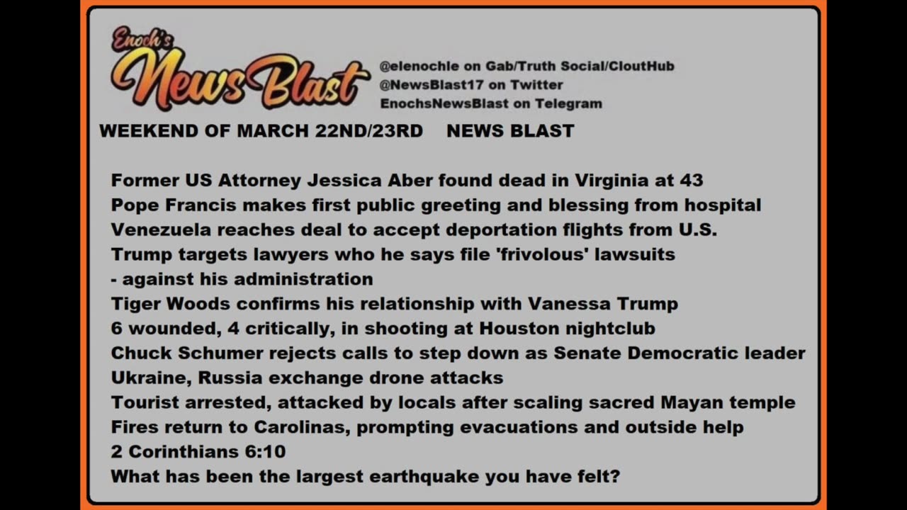 Weekend of March 22/23, 2025 News Blast