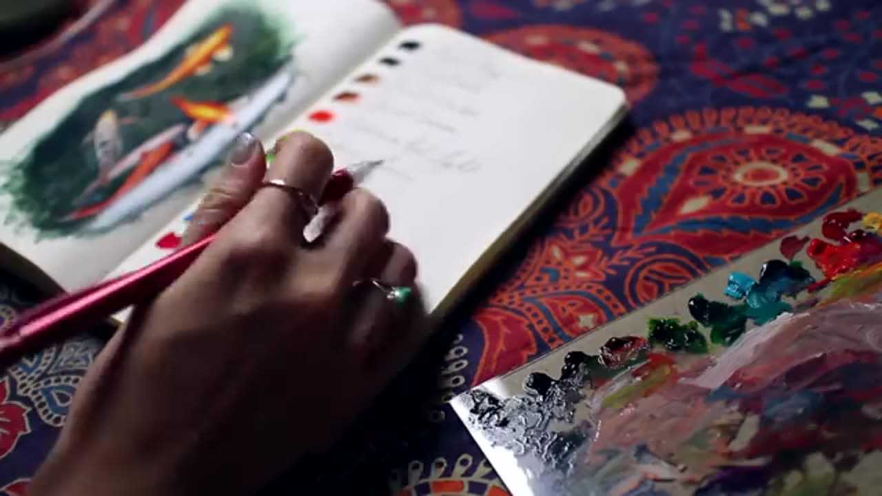 Painting fish in pond water & some thoughts _ Sketchbook Sunday #35
