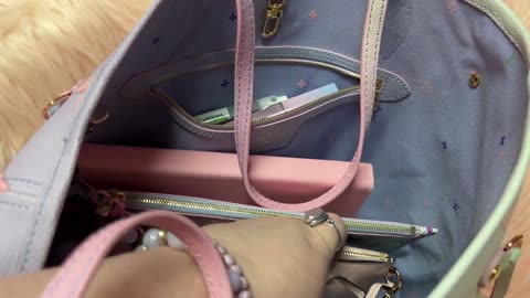 What's in my Sunrise Pastel Neverfull MM Tote Bag.