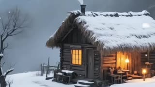 Cozy Snow Cabin Resort on Mountain Clif.
