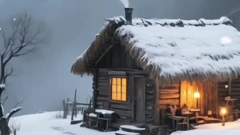 Cozy Snow Cabin Resort on Mountain Clif.
