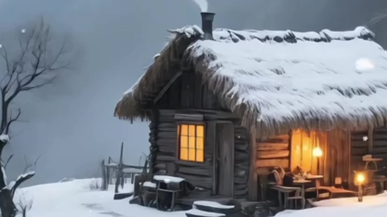 Cozy Snow Cabin Resort on Mountain Clif.