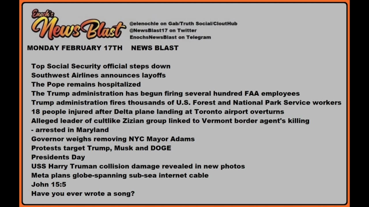 Monday Febuary 17,2025 News Blast