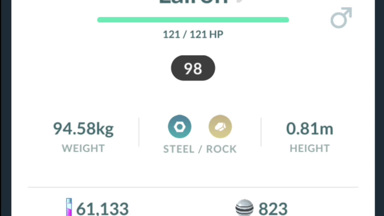 Pokemon Go Evolution - 98% iV Aron ➡️ Lairon
