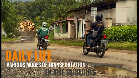 Daily life and various modes of transportation in the suburbs of Pacitan, East Java, Indonesia