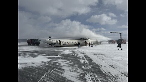 Close-Up Footage of Toronto Plane Crash Aftermath