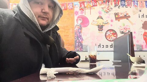 ghostgane eating at a Japanese restaurant