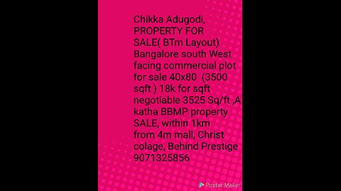 commercial plot for sale near btm Layout