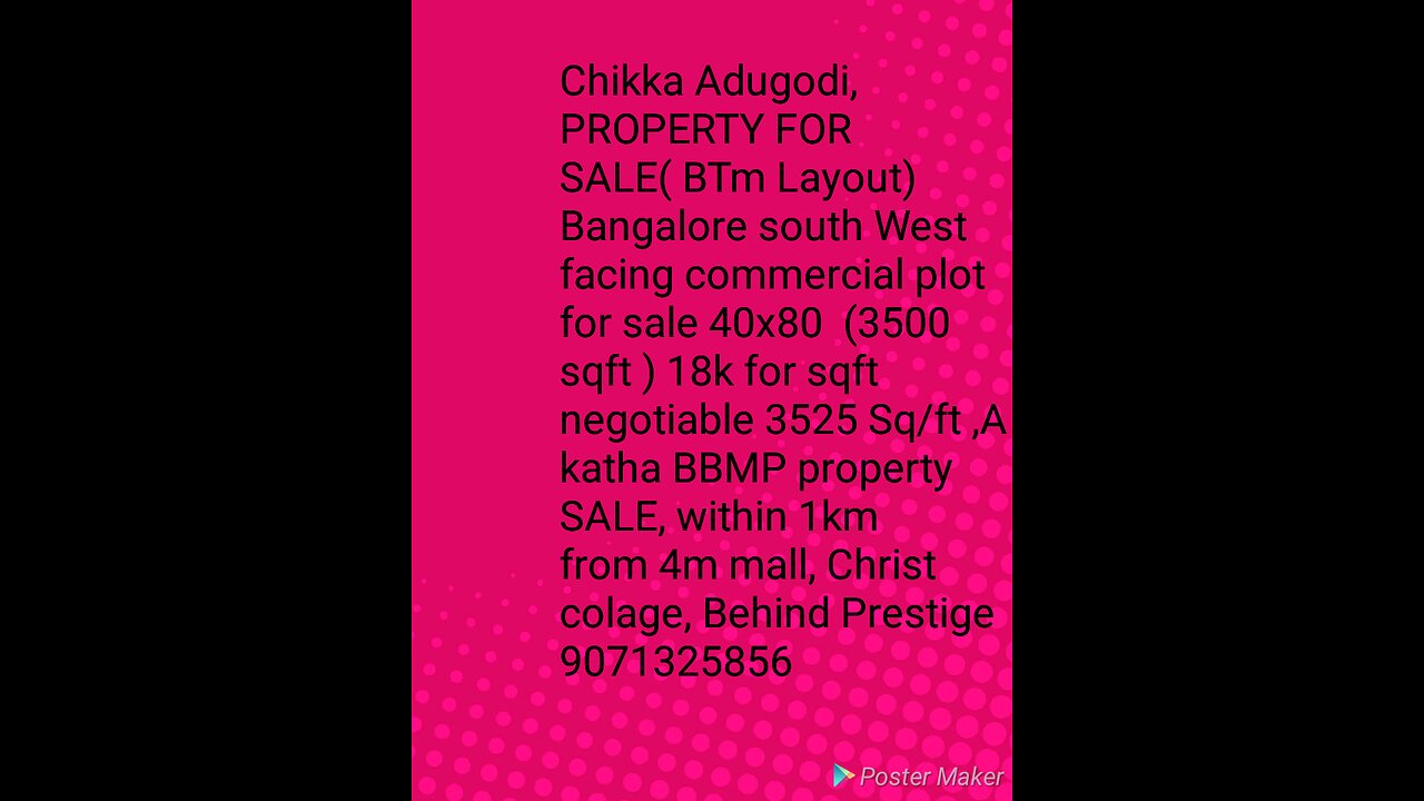commercial plot for sale near btm Layout