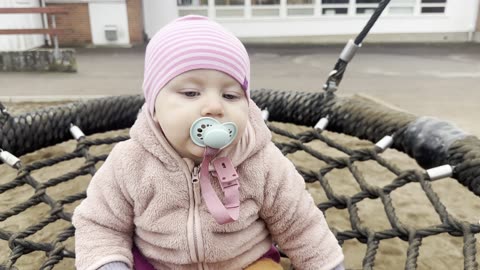 Baby Kayla’s First Big Swing Ride 😍 Scared at First but Then Smiling