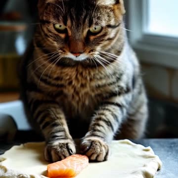 Cat Preps A Meal