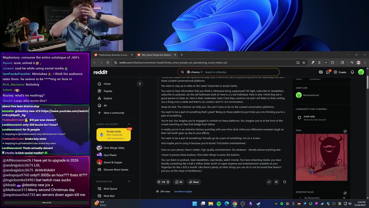 [Mirror] Destiny YouTube Stream